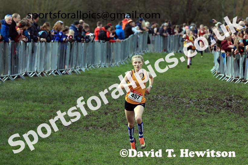 Junior Girls 2024 English Schools Cross Country Champs., Pontefract, March 16th.  Photo: David T. Hewitson/Sports for All Pics
